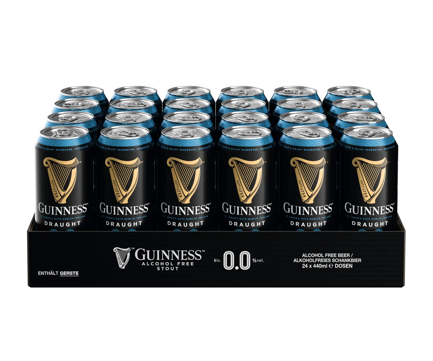 Guinness Draught 0.0 Stout Alkoholfrei 24x0,44l Dose cremig