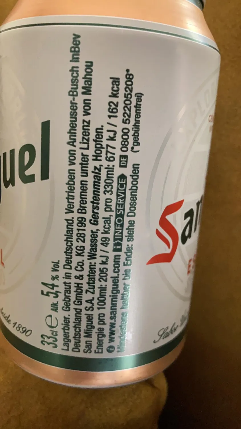 San Miguel Especial Lager Bier 24x0,33l Dose frisch