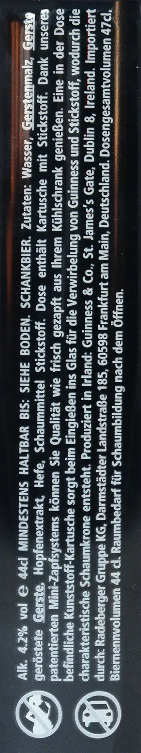 Guinness Draught Bier Dose 24x0,44l röstmalzig