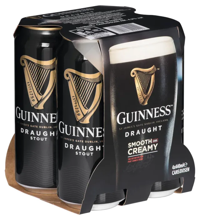Guinness Draught Stout Bier 4x0,44l Dose herb