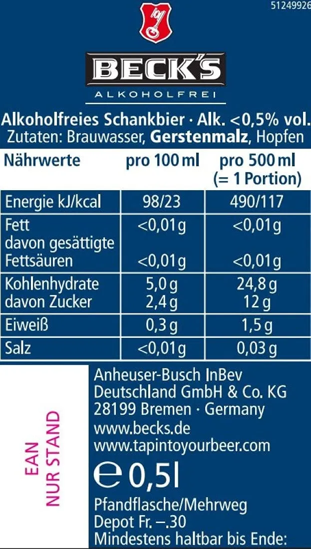 Beck's Blue Pils Alkoholfrei 20x0,5l Kasten frisch-herb