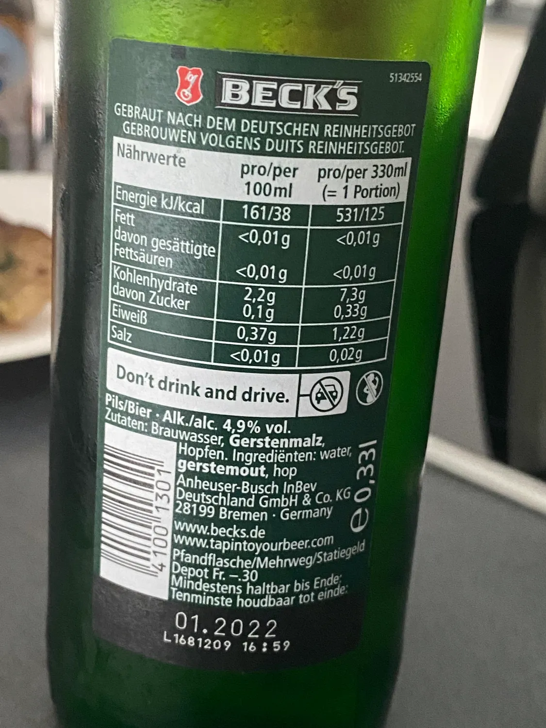 Beck's Pils Flaschenbier 24x0,33l Kasten trocken-frisch