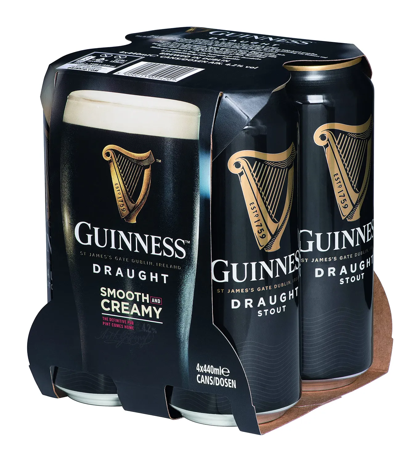 Guinness Draught Bier Dose 24x0,44l röstmalzig