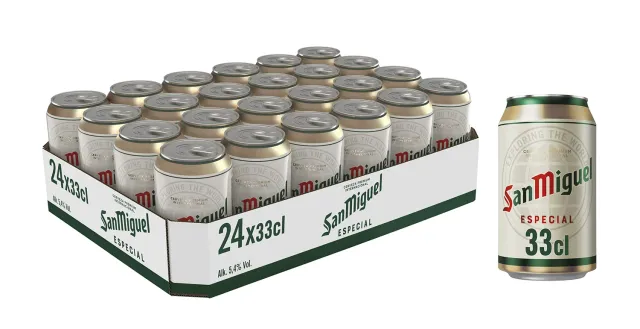 San Miguel Especial Lager Bier 24x0,33l Dose frisch