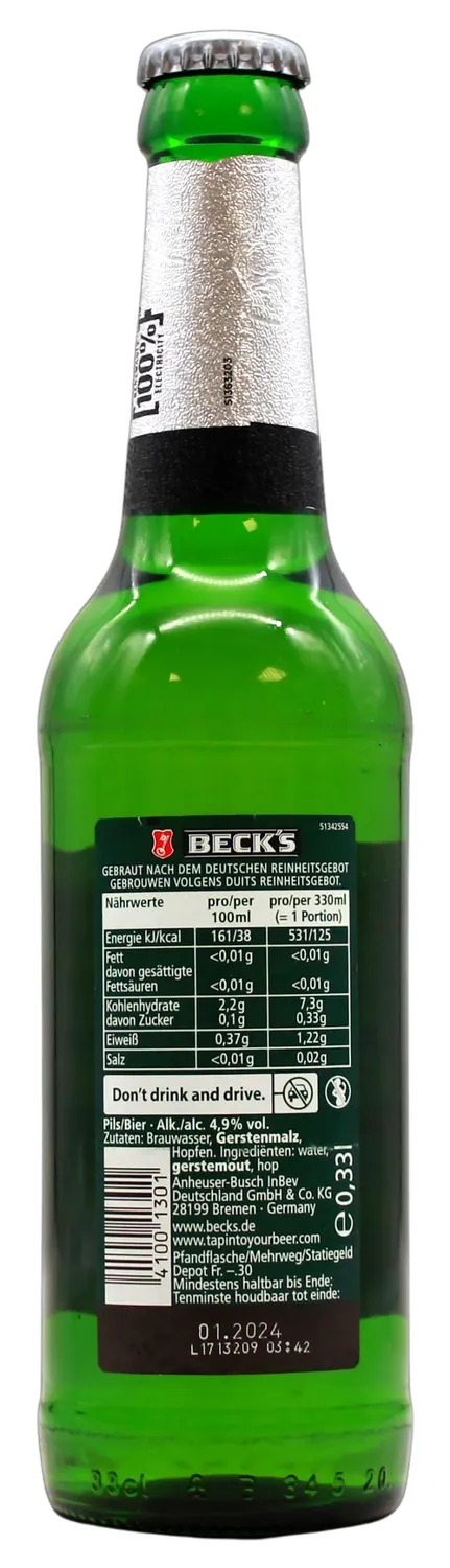 Beck's Pils Flaschenbier 24x0,33l Kasten trocken-frisch