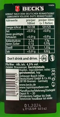 Beck's Pils Flaschenbier 24x0,33l Kasten trocken-frisch