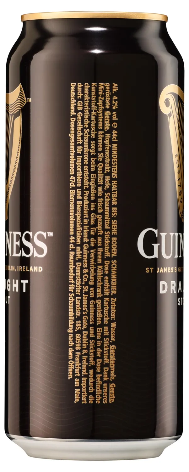 Guinness Draught Stout Bier 4x0,44l Dose herb