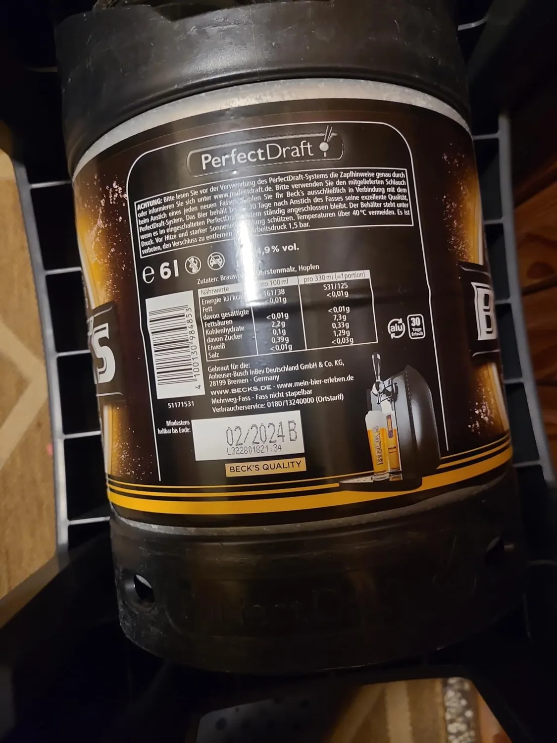 Beck's Gold PerfectDraft Fassbier 6l mild