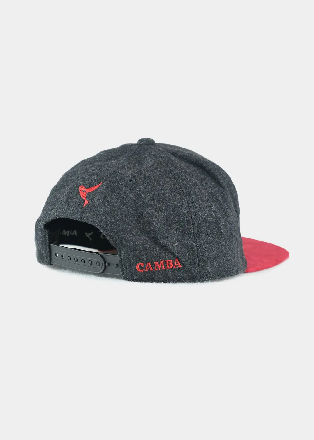 Camba Cap Bavarian Caps grau-rot Snapback Metallpatch